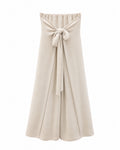 Mono largo beige de estilo elegante y fluido