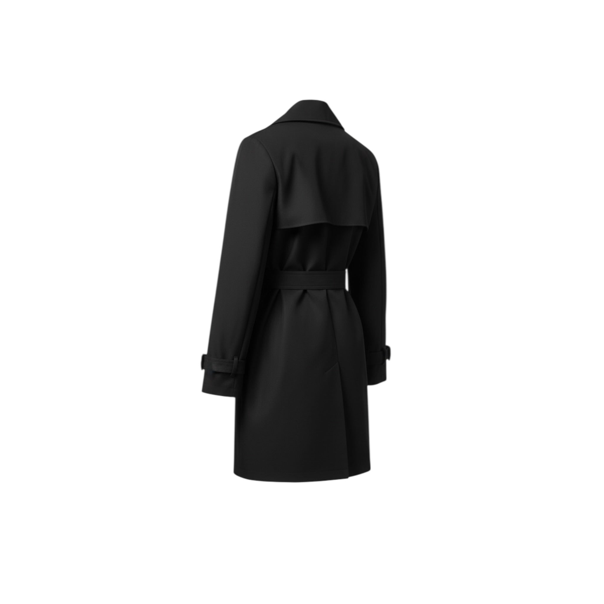 Trench Coat Clásico Entallado – Negro Intemporal
