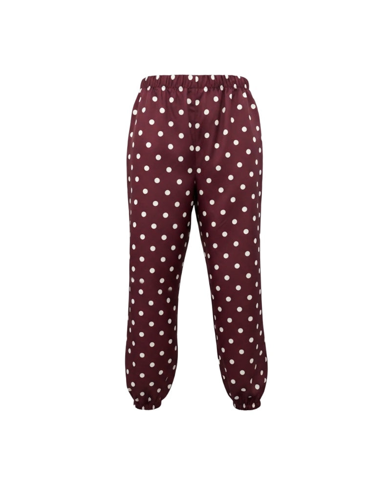Pantalón fluido estampado de lunares con diseño cómodo y favorecedor