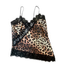 Top lencero estampado leopardo con delicado detalle de encaje negro