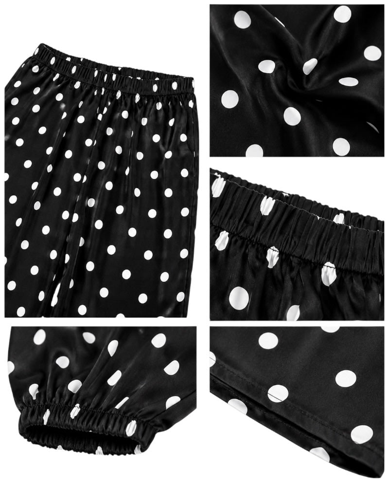 Pantalón fluido estampado de lunares con diseño cómodo y favorecedor.