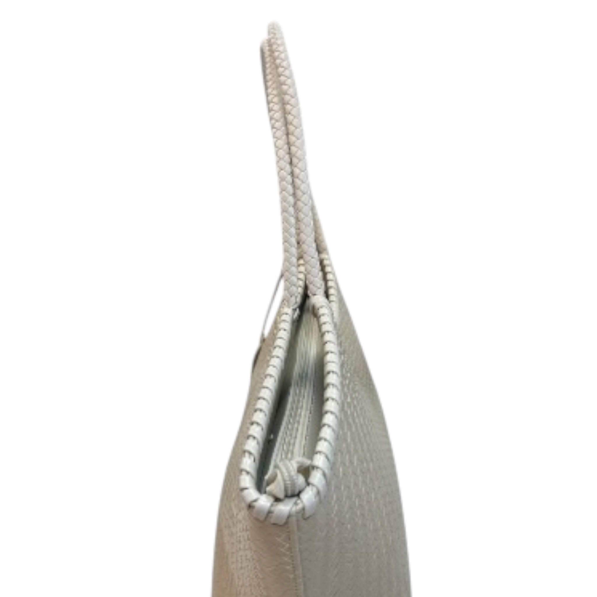 Bolso Tote de Piel Trenzada a Mano - Color Perla - Estilo Shopper Elegante