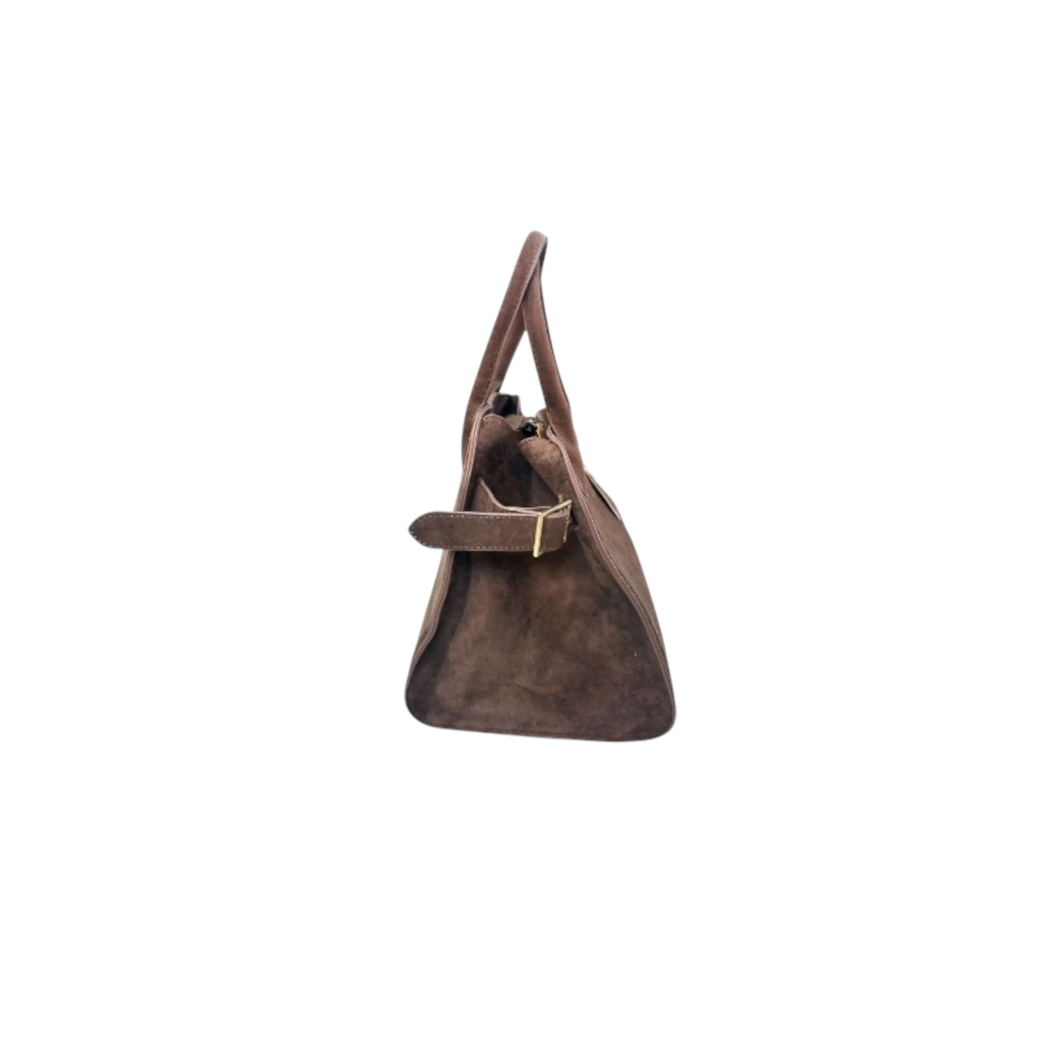 Bolso de Mano en Ante Marrón - Diseño Clásico y Elegante