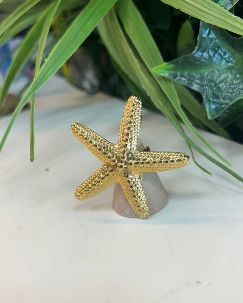 Anillo estrella de mar dorado estilo boho verano