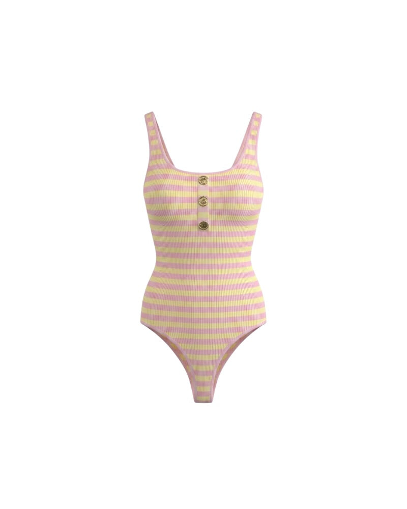 Body de Rayas Rosa y Amarillo