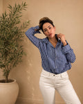 Camisa de Rayas Oxford Azul y Blanco – Estilo Clásico Moderno