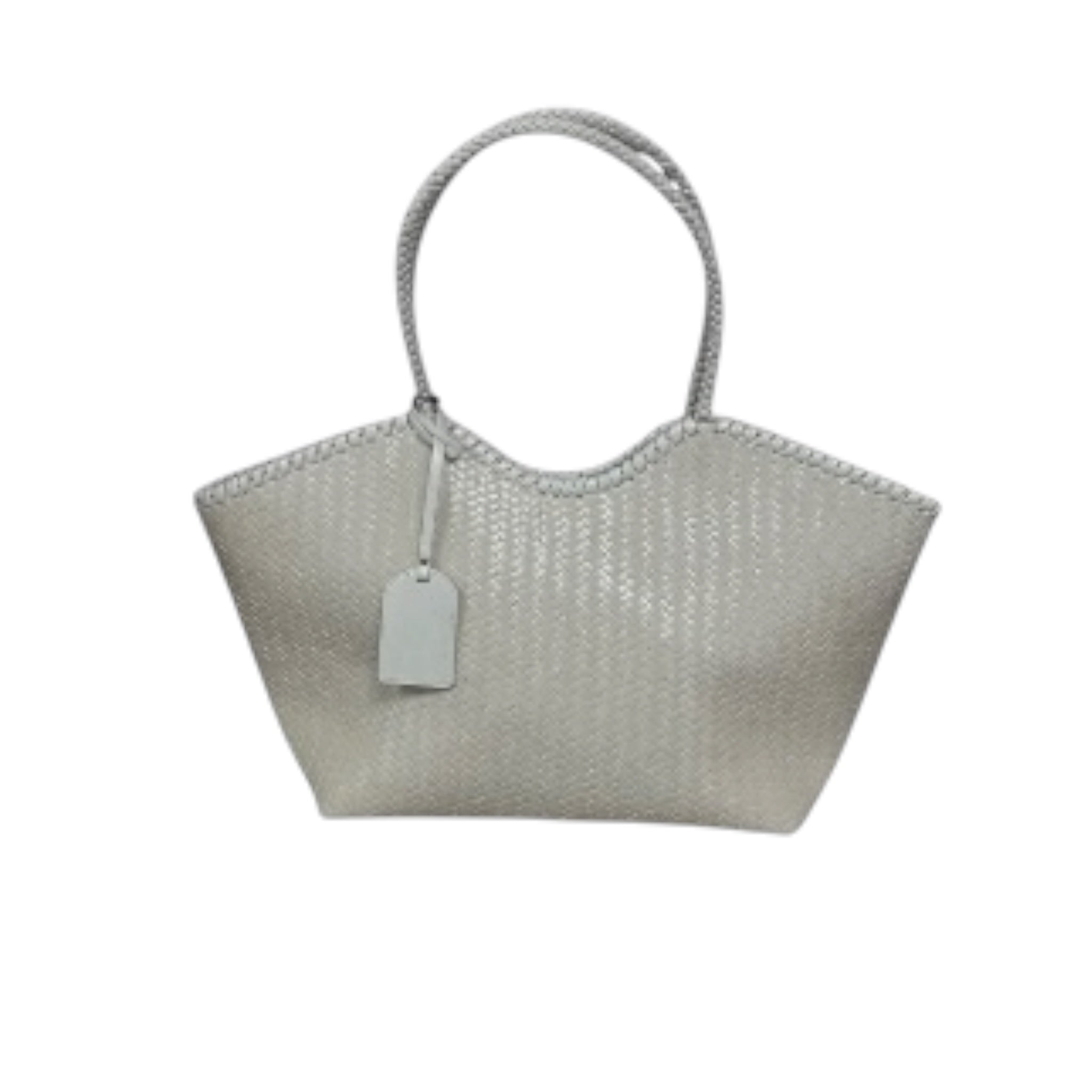 Bolso Tote de Piel Trenzada a Mano - Color Perla - Estilo Shopper Elegante